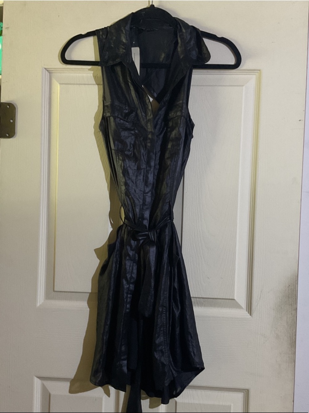 GUESS Black Sleeveless Wrap Mini Dress with Tie